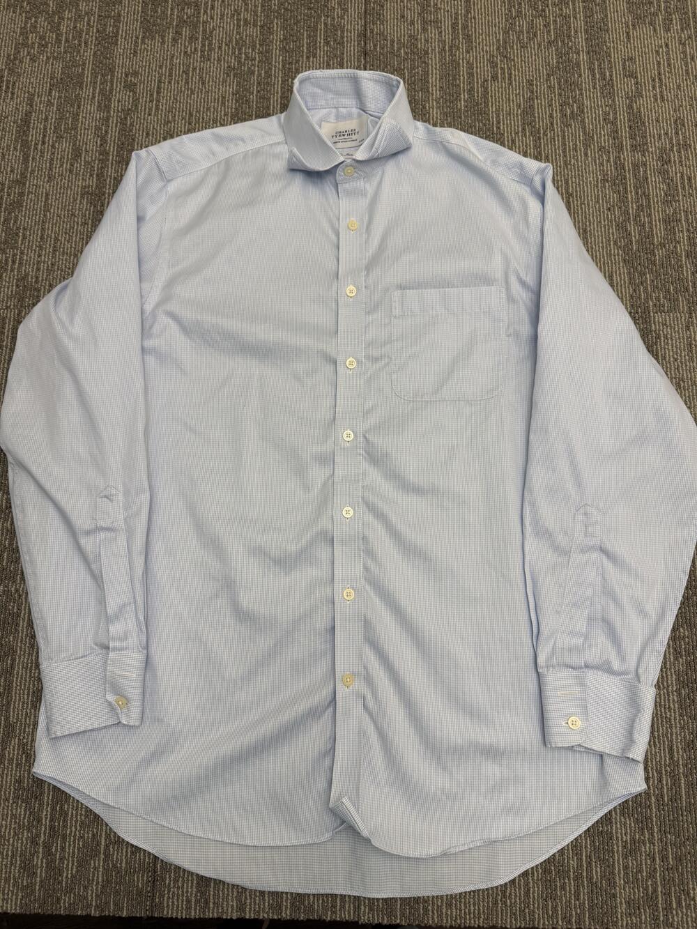 Charles Tyrwhitt Shirt Mens 16 35 Light Blue Non Iron Dress Classic Fit Pocket